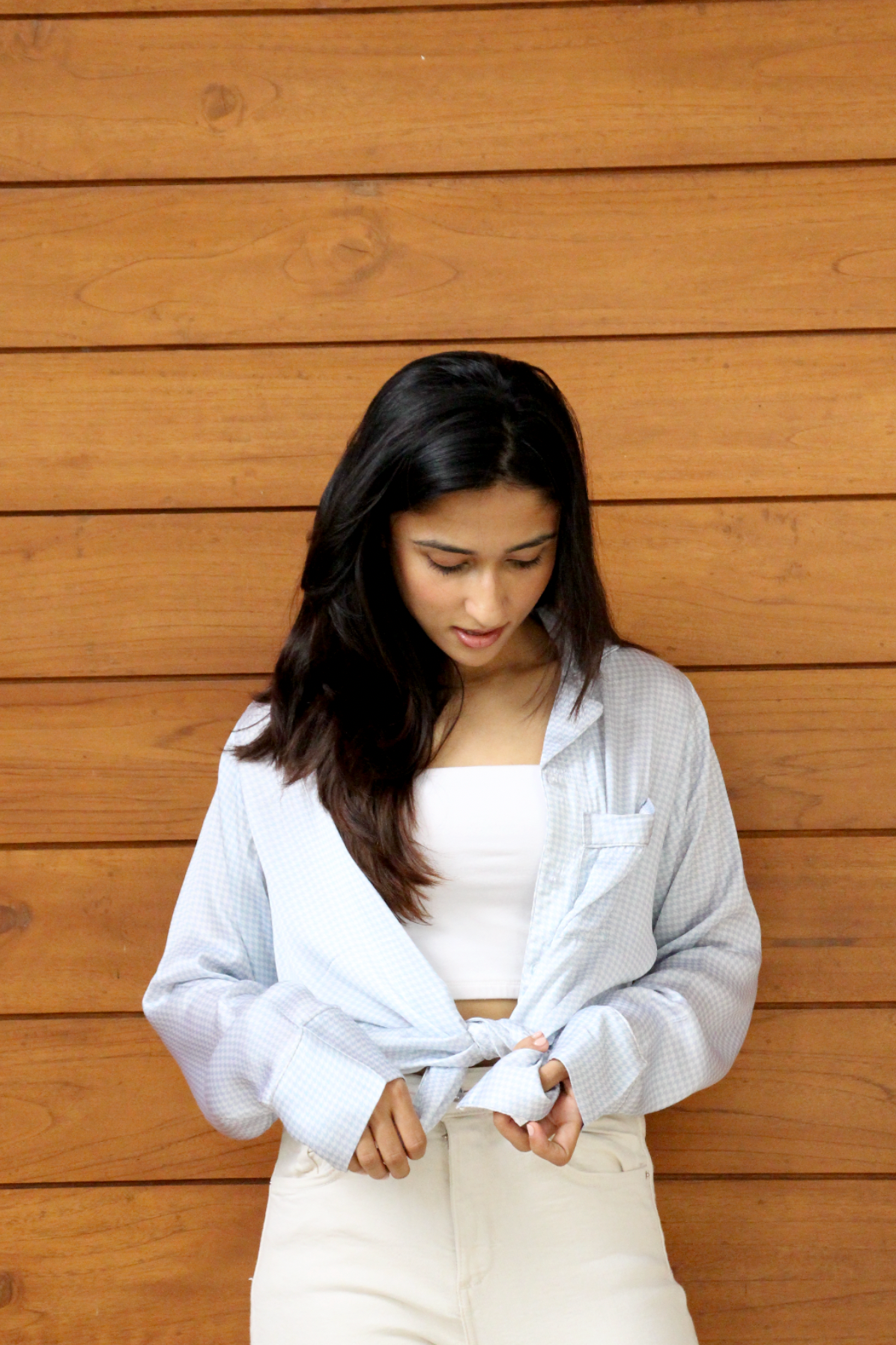 Houndstooth Satin Shirt