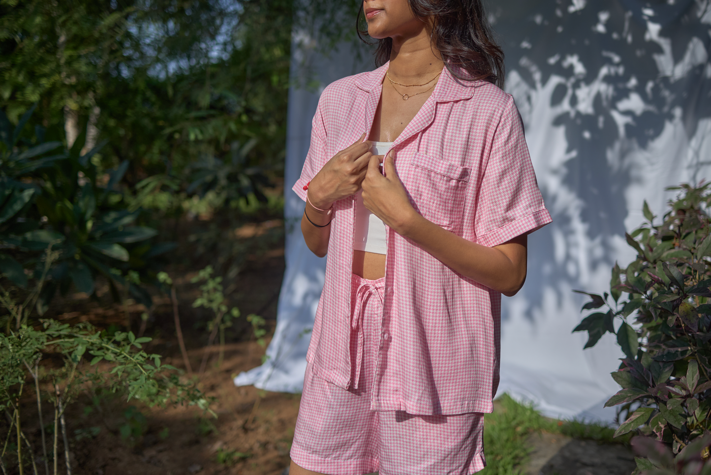 Pink Houndstooth Shirt