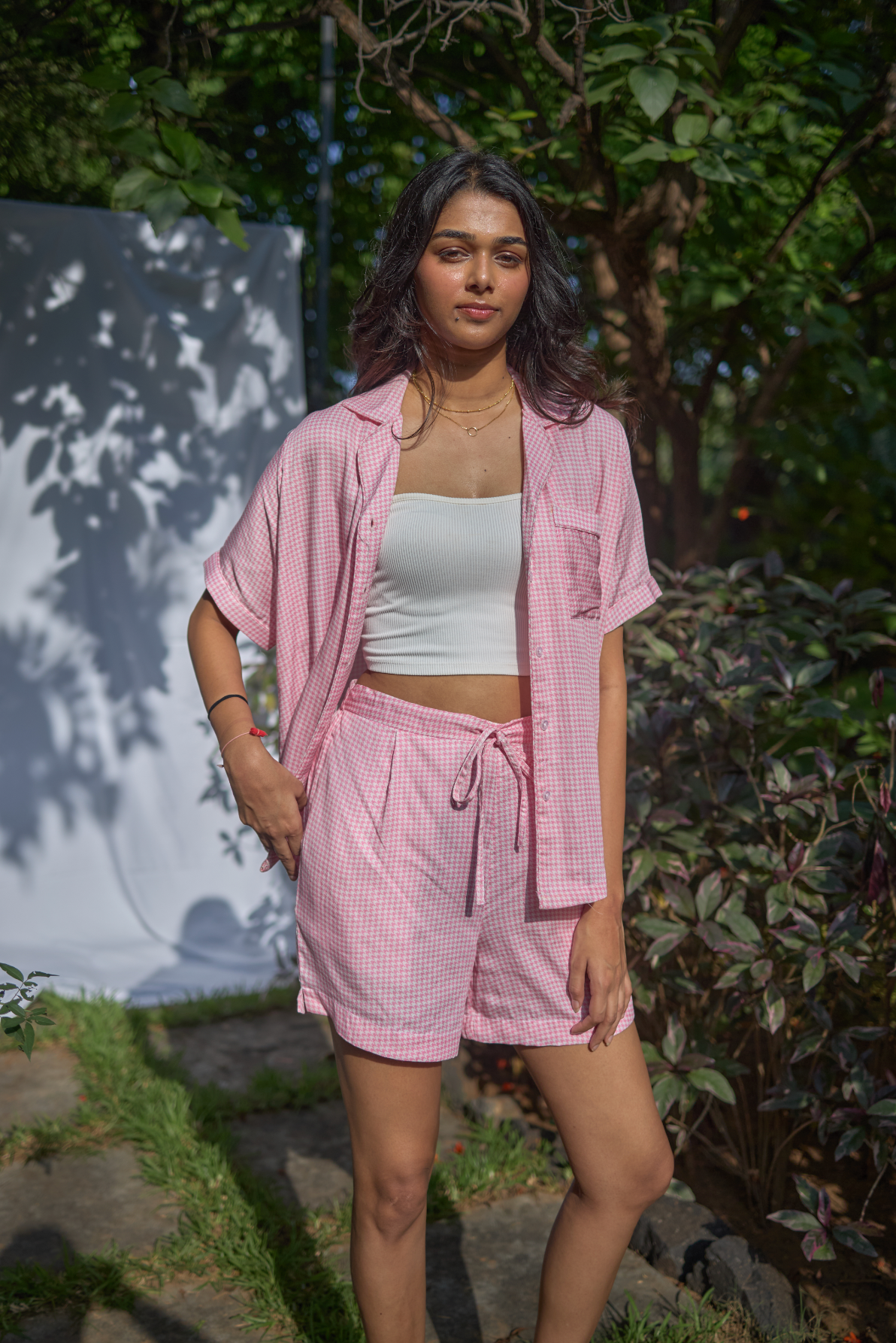 Pink Houndstooth Shirt