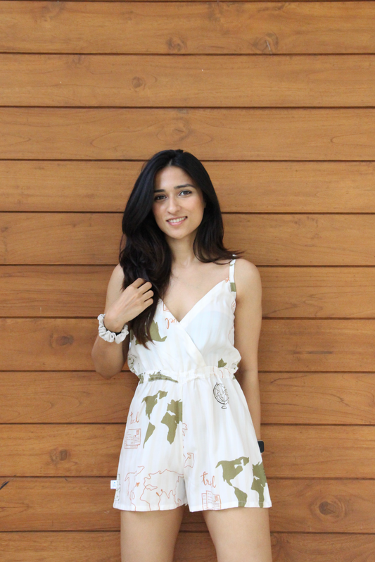 White Travel Romper