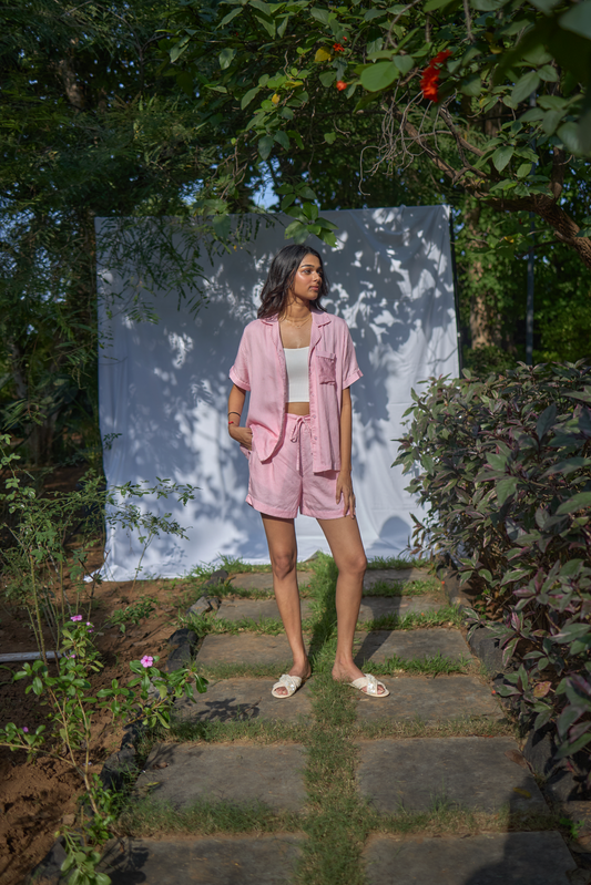 Pink Houndstooth Shorts