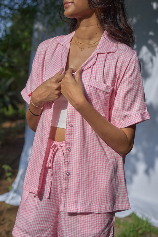 Pink Houndstooth Shirt