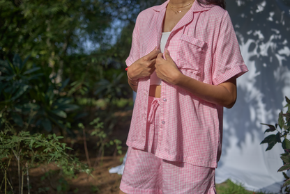 Pink Houndstooth Shirt