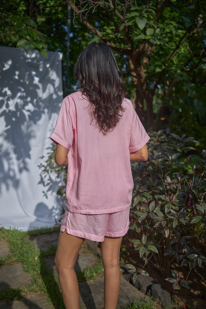 Pink Houndstooth Shorts