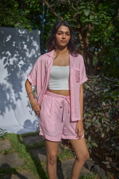 Pink Houndstooth Shirt